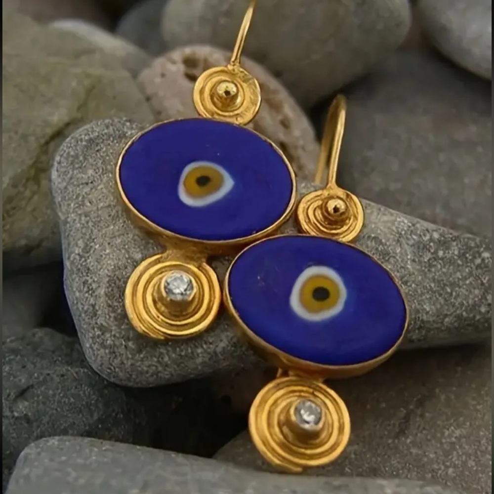 Art to Wear! Gold Evil Eye Statement piece Jewelry Large swirl Earrings